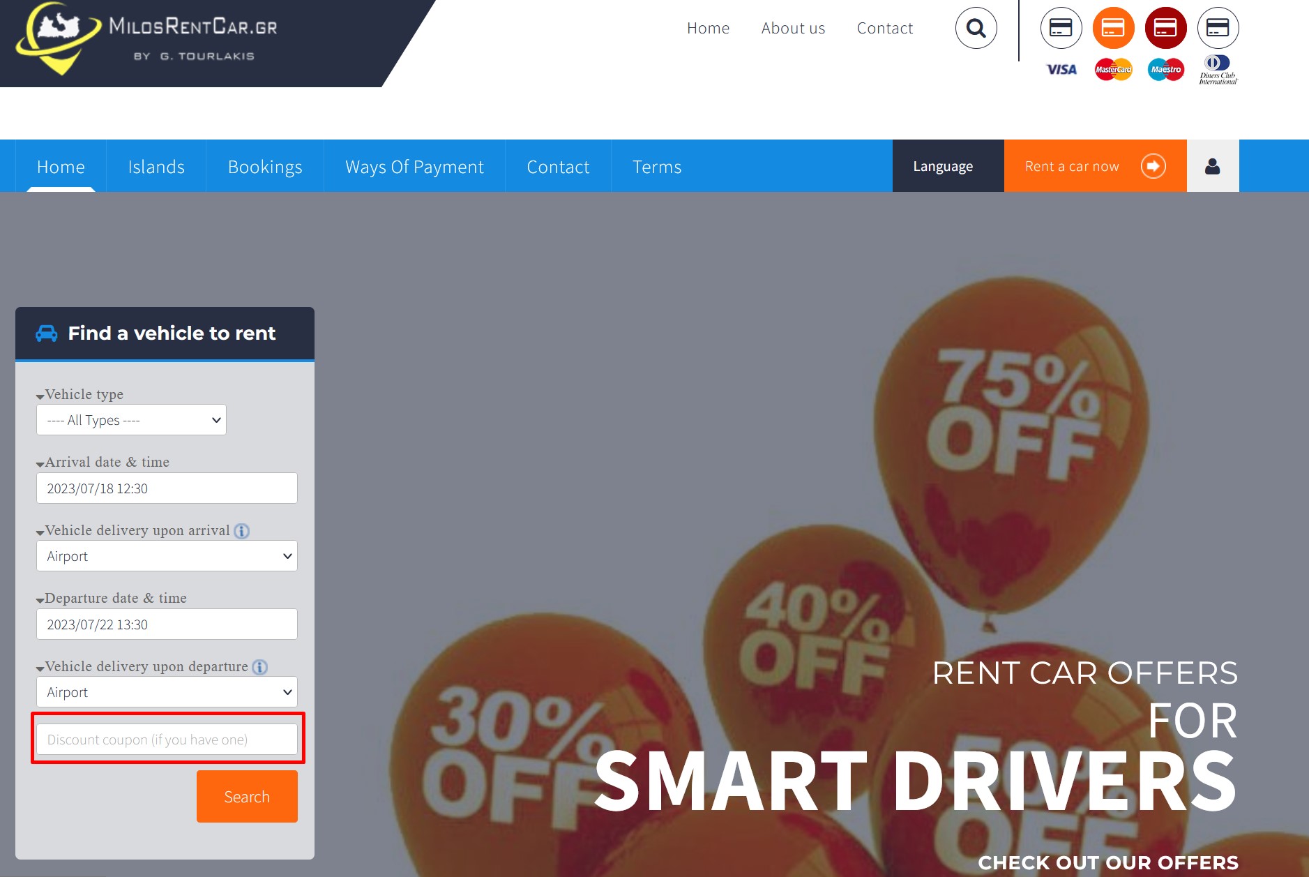 Milos Car Rental Early booking 2024